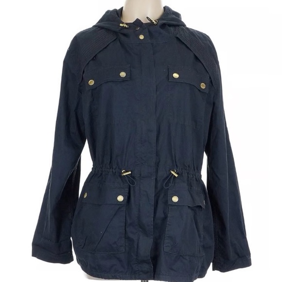 Michael Kors Jackets & Blazers - Michael Kors Dark Blue Utility Jacket with Gold Details